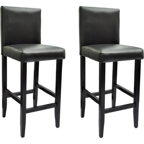 Taburetes de cocina 2 unidades cuero sintético negro vidaXL