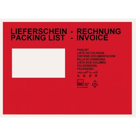 4000 Dokumententaschen Lieferscheintaschen Din C5 Rot Begleitpapiertaschen