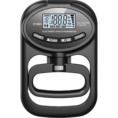 Digitales Handkraftmessgerät – Handdynamometer, schwarz, elektronisch, mit USB-Ladekabel (1/5)