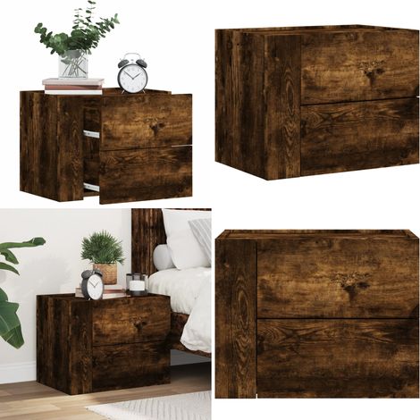 Table de chevet murale chêne fumé 45x30x35 cm - Table De Chevet Murale - Meuble De Chambre - Table De Nuit - Rangement Mural - Décoration Intérieure - Home & Living (1/5)