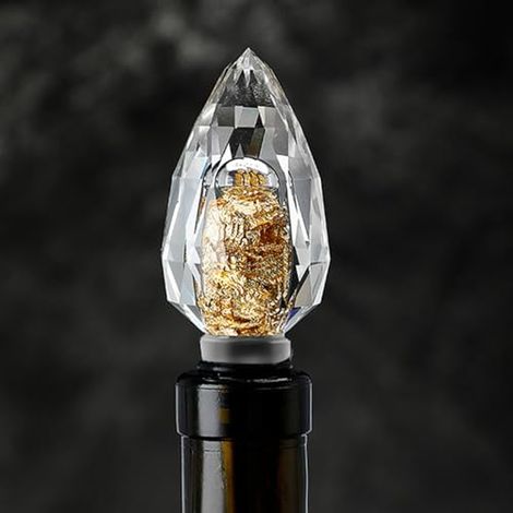 Bouchon de vin en verre, bouchon décoratif transparent en cristal pour bouteille de vin et de spiritueux, bouchon en forme de larme, décoration pour bouteille de vin dans la cuisine (1/3)