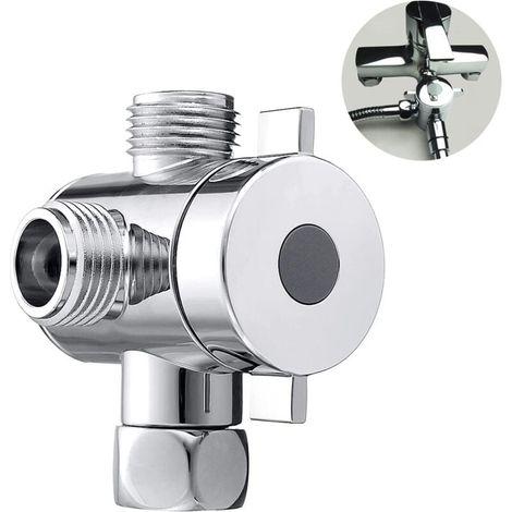 Universelles 3-Wege-Umstellventil für Badezimmer – G1/2-Einlass und 2 Auslässe (G1/2) – Für Handbrause und fest installierten Brausekopf – Ersatzteile für Armaturen (1/4)