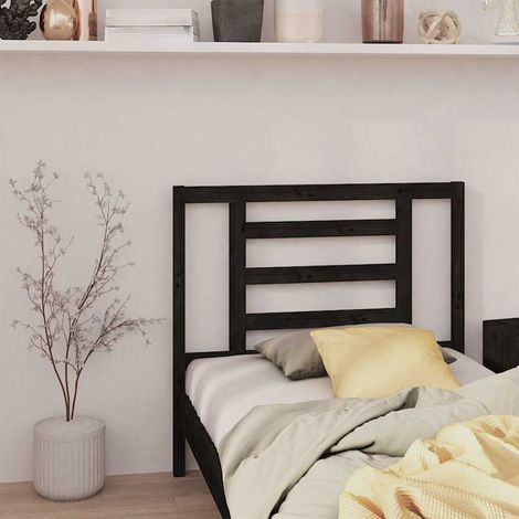vidaXL Cabecero de cama madera maciza de pino negro 96x4x100 cm (1/5)