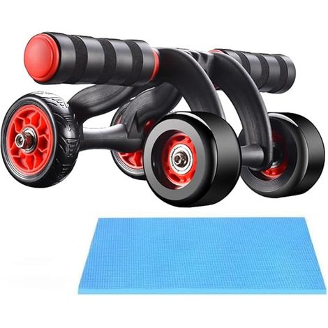 Heim-Bauchmuskeltrainer, geräuschloses Vierrad-Bauchmuskeltrainingsrad, für schlankere Taille und einen strafferen Bauch, mit Kissen
