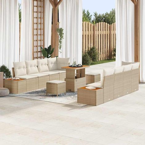 Gartensofa-set 11 pcs Beige Poly-Rattan