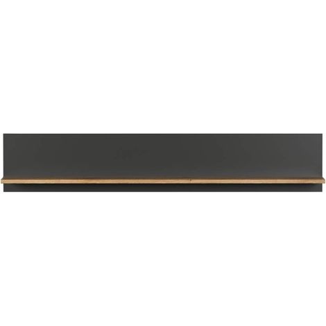 Etagère murale 150x18x25 cm décor chêne et anthracite - LIAM (1/5)
