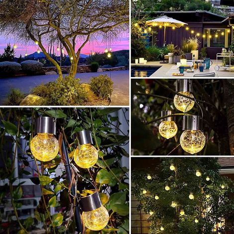 Luminaire Solaire Extérieur Boule en Verre Craquelé - LED - Top en Acier Inoxydable - IP65 - Pour Jardin, Cour, Terrasse et Allée - 1 Pièce (1/3)