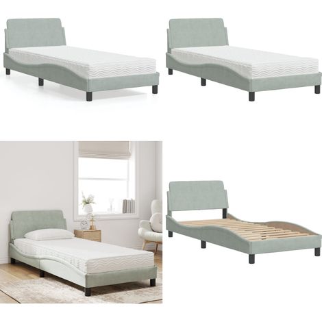 Bett mit Matratze Hellgrau 80x200 cm Samt - Samtsofa - Betten Günstig Kaufen - Doppelbett - Boxspringbetten - Einzelbett - Home & Living (1/5)