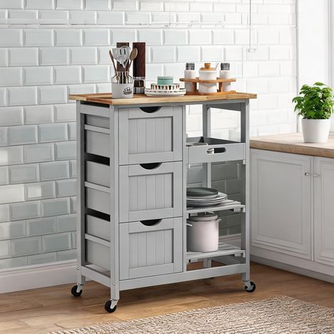 Desserte de cuisine gris en MDF 67 x 37 x 85,5 cm (1/5)