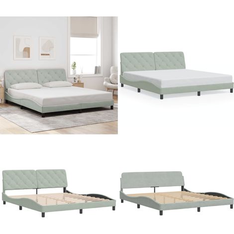 Bettgestell ohne Matratze Hellgrau 180x200 cm Samt - Bettsofa - Samtcouch - Doppelbett - Boxspringbetten - Lattenrost - Home & Living