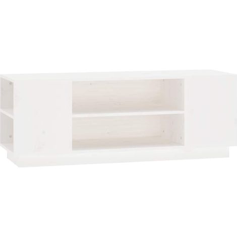 Mueble de TV madera maciza de pino blanco 110x35x40,5 cm vidaXL (1/5)