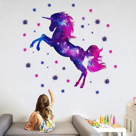 Stickers muraux licorne pour chambre, décoration amovible pour fenêtre
