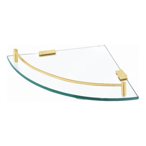 Étagère Murale Étagère d'angle en Verre Étagère Salle de Bain Douche Tablette Étagère en Verre Trempé avec Porte Serviette  Acier Inoxydable SUS304 Or brossé