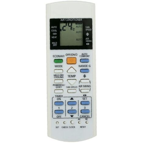 Télécommande de climatiseur Panasonic A75C3300 – ABS résistant – Portée jusqu'à 10 m – Alimentation 2 piles AAA – Remplacement pour modèles 3208 3706 3708 3883 3935 (1/4)