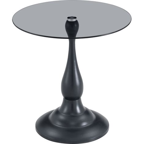 CHICFURN Tavolino rotondo in vetro temperato nero 50 cm, design moderno per soggiorno (1/5)