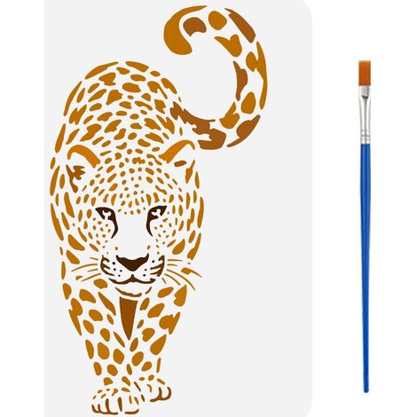 Pochoir de Peinture Avec Pinceau 21x29.7cm Motif Marchant Modèle de Dessin Art Bricolage Thème Animal Décoration Pochoir pour Peinture sur Bois Mur Tissu Meubles (1/5)