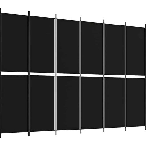 Paravent Cloison de séparation 6 panneaux, Pour Jardin, Balcon, Terrasse Noir 300x220 cm Tissu OIB1038E (1/5)