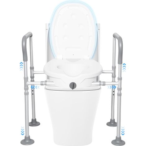 Rehausseur De Toilettes Adulte, Rehausseur WC Adulte avec Accoudoirs Ajustables en Hauteur et Largeur, Rehausseur Toilette pour Seniors, Femmes enceintes, Personnes à Mobilité Réduite (1/5)