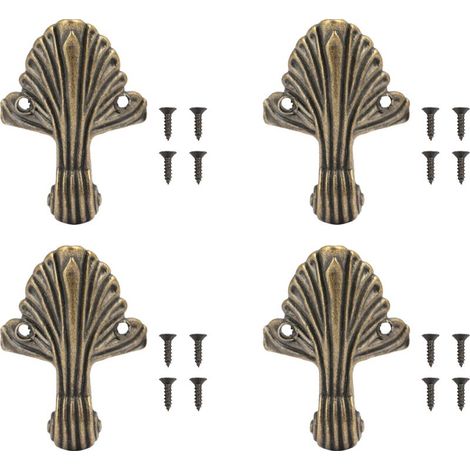 Pieds de coffret [4 pièces] Zinc antique pour boîtes de bijoux bois collection cadeau fixation facile 43x30mm (1/5)