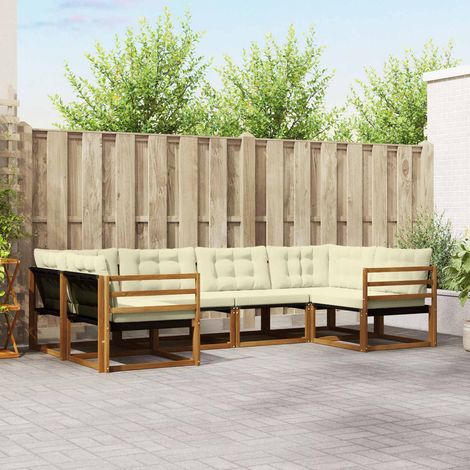 Outdoor-Sofagarnitur mit Kissen 6 pcs Natur und Creme (1/5)