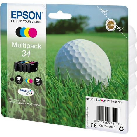 Epson T346640 Multipack 34 - 4 Colores Negro/Amarillo/Cian/Magenta