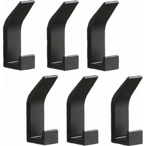 6 Stück Wandmontierte Kleiderhaken Handtuchhalter Haken Kein Bohren Aluminium Kleiderhaken, Schwarz