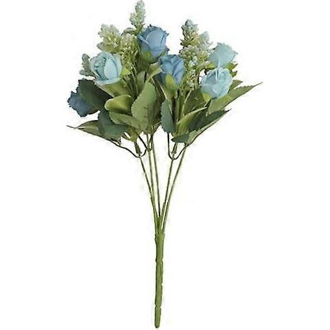 Bouquet de roses artificielles réalistes avec tiges, 15 têtes, décoration de salon, fleurs artificielles attrayantes à réaliser soi-mêmebleu (1/5)