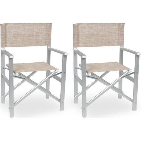 Chaise Regista Ketty en aluminium, assise et dossier en textilène marron clair x 2