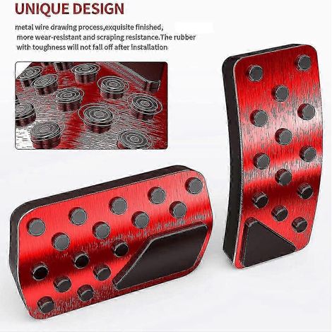 Couvre-pédales de frein et d'accélérateur en aluminium sans perçage (rouge) ( ) (1/4)