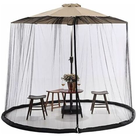 Ahlsen Filet moustiquaire pour parasol, écran en maille pour la canopée de parasol de terrasse, 11-12FT pour parasol de terrasse extérieur avec filet en polyester, base remplissable (1/4)