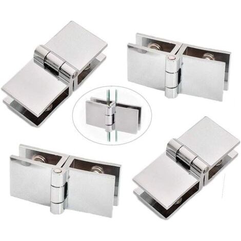 4 pièces Clip de porte verre charnière, Charnière de porte en verre en acier inoxydable, Charnière pliante en verre, Charnière De Serrage De Porte, C (1/4)