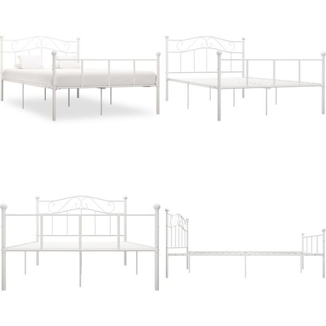 Bettgestell Weiß Metall 120x200 cm - Metallbett - Doppelbett - Weißes Bett - Boxspringbett - Bettgestell - Home & Living (1/5)