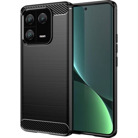 Carbon Case Hülle kompatibel mit Xiaomi 13 Lite flexible Silikon Carbon Hülle schwarz (1/5)