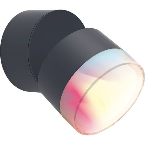 LED-Au enwandleuchte DROPSI, Aluguss anthrazit, RGB + CCT, Smart + RC kompatibel, Utilizzabile tramite smartphone (app gratuita), colore antracite, 11,6 x 9,4 cm, 5010901118 [Classe di efficienza ener (1/2)