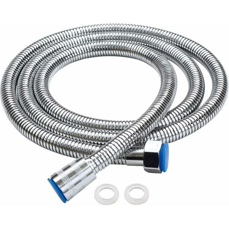 Flessibile doccia Premium 2M in acciaio inox, flessibile doccia con raccordi per doccetta, doccetta, cromato (1/5)