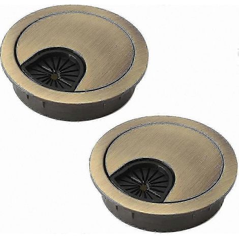 Set mit 2 Kabeldurchführungen für den Schreibtisch, 60 mm, runde Metall-Lochabdeckungen, Bronze, Tischkabelorganisatoren (1/5)