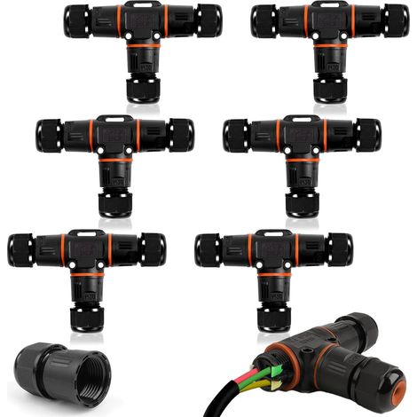 8 Pièces Boîte de Jonction IP68 Connecteur Étanche Forme de T Connecteur Électrique Étanches Boîte de Dérivation Extérieur Connecteur Câbles 3 Voies Ø 5-12 mm (1/5)