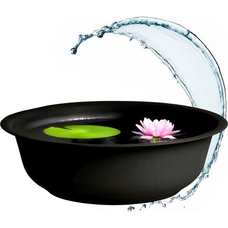 Mini Gartenteich rund schwarz - 52 cm - Garten Deko Metall Blumenschale klein