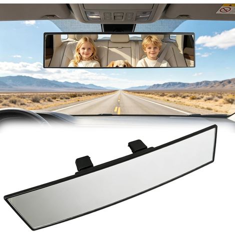 Rétroviseur Intérieur Grand Angle pour Voiture 300x70mm,Miroir Antireflet et Anti-vibration avec Vision Panoramique,Compatible avec Autos, Camions,SUV,Installation Rapide par Clip (1/5)