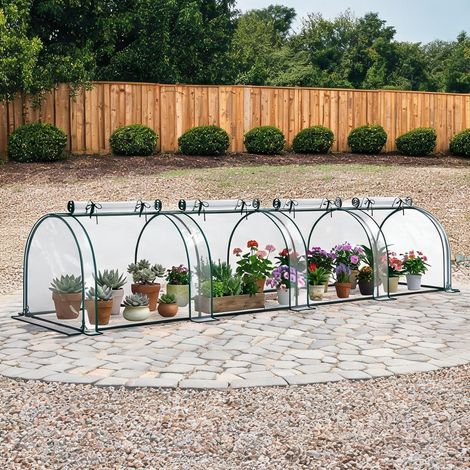 Serre de jardin transparent en acier plastique 395 x 100 x 80 cm (1/5)
