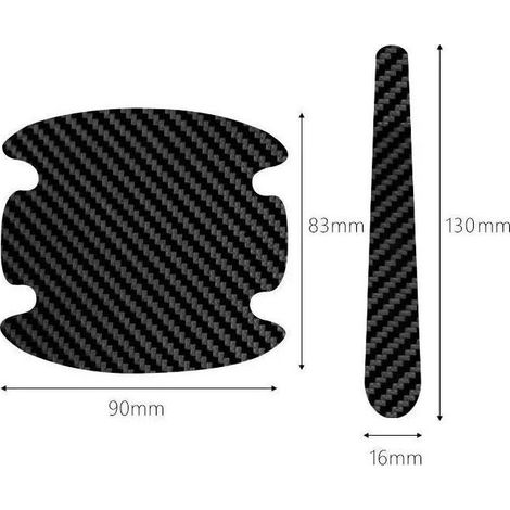 Lot de 8 protections anti-rayures pour poignées de porte de voiture, autocollant en fibre de carbone, protection universelle pour poignées de porte de voiture (noir) (1/3)