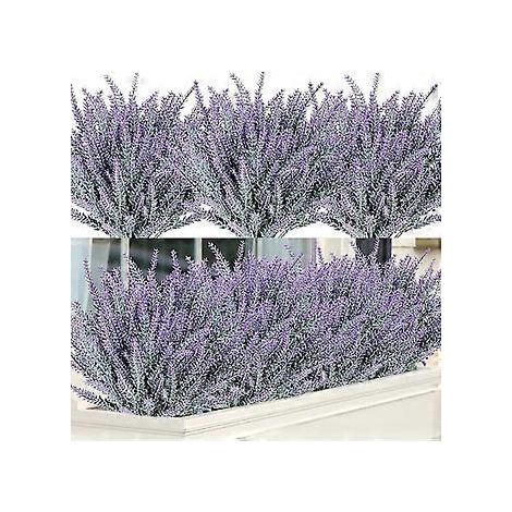 12 künstliche Lavendelsträuße, künstliche lila Plastikblumen für Zuhause, Hochzeit, Küche und Garten