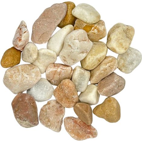 PACK +/- 1T (2 X 500Kg) Galet de Marbre du Portugal Eco (Rose de Valence, Blanc et Blanc Pur) Ø 20/30 mm - Livraison STANDARD (1/5)
