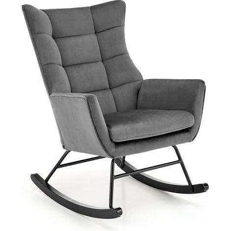 Rocking chair design en velours gris avec accoudoirs Market (1/5)