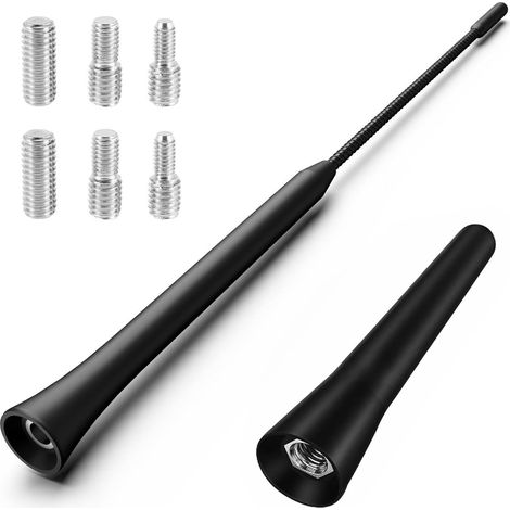 Antena de techo para coche de 6,5 cm + 23,5 cm, antena universal para coche AM/FM, repuesto para techo, con 6 adaptadores (M4/M5/M6), adecuada para la recepción de señal de radio del coche. (1/5)