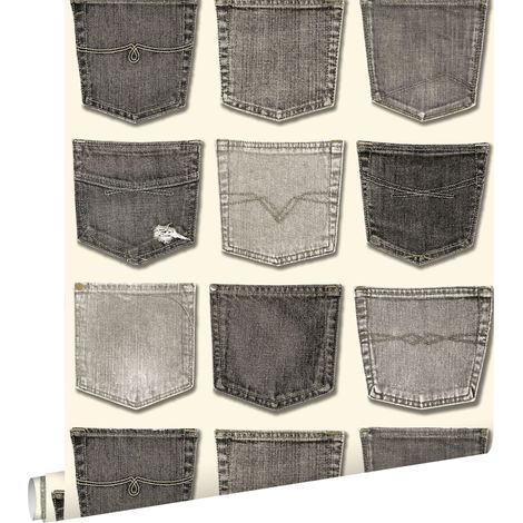 papier peint poches de jeans gris - ESTAhome (1/5)