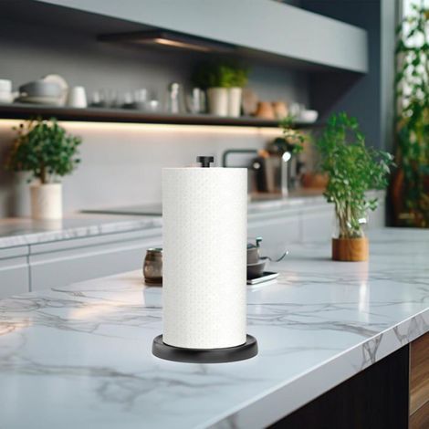 Porte-Essuie-Tout - Support Comptoir Acier Inoxydable - Base Lestée Antidérapante - Pour Cuisine Salle De Bain - 1 Pièce (1/5)