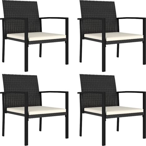 Lot de 4 Chaises de salle à manger de jardin - Chaises à dîner de jardin Résine tressée Noir BV654853 - BonneVie (1/4)