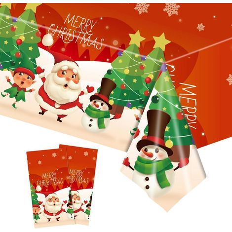 2er Set abwaschbare Weihnachtstischdecke 137x274cm rechteckig PE Weihnachtsmotiv