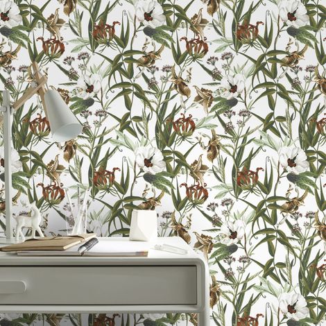 Papier peint intissé Floral urbain Vinyle 1005 x 52cm Multicolore
